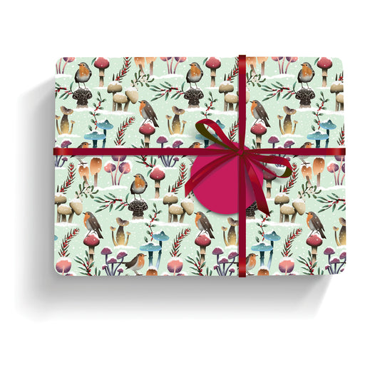 Christmas Wrap & Tags - Merry Mushrooms (5 Sheets & 5 Tags)