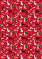 Christmas Wrap & Tags - Dogs Around the Tree (5 Sheets & 5 Tags)