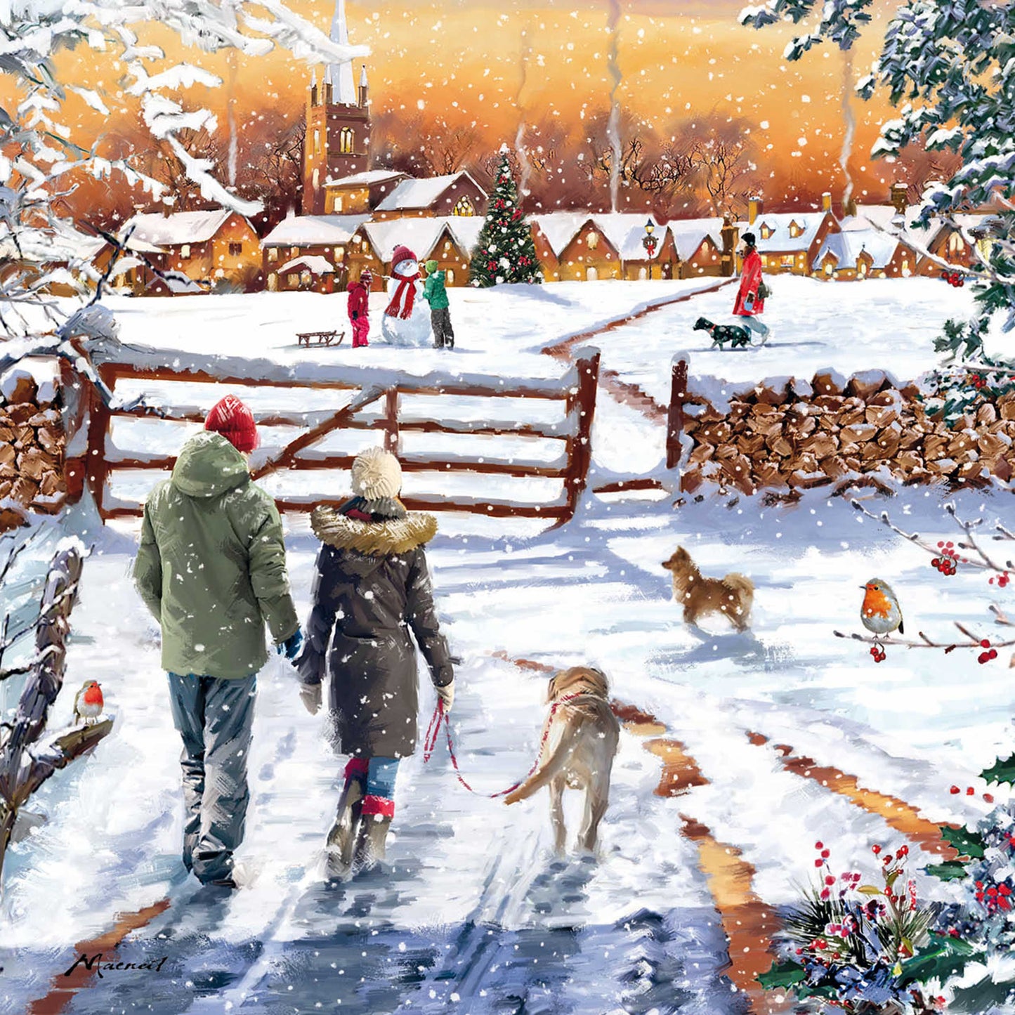 Assorted Christmas Cards - Sunset Scene