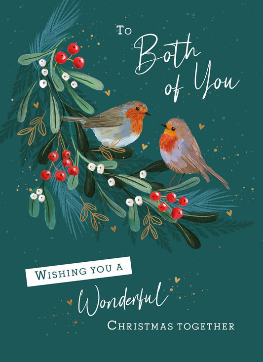 Christmas Card (Single) - Both Of You - Robins On Foliage