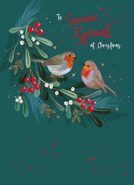 Christmas Card (Single) - Someone Special - Robins On Foliage