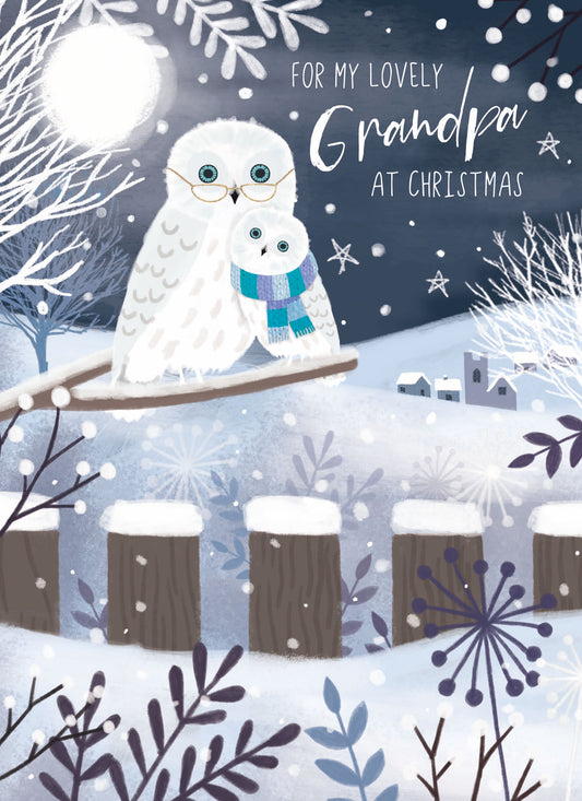 Christmas Card (Single) - Grandpa - White Owl Snuggle