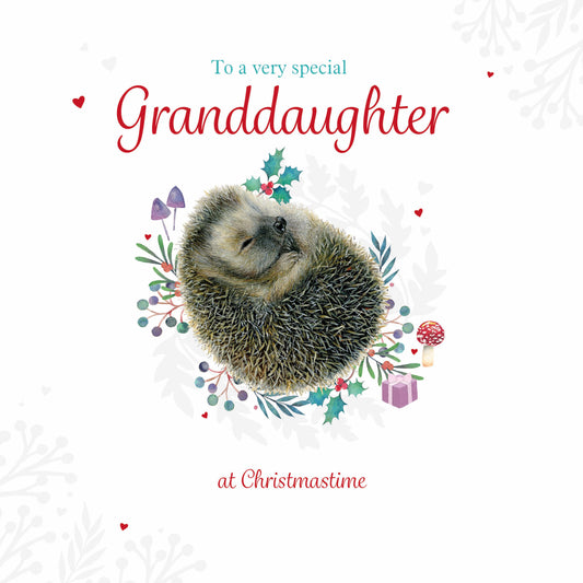 Christmas Card (Single) - Granddaughter - Sleeping Hedgehog