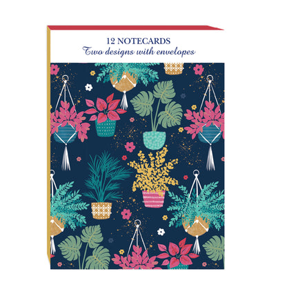 Notecard Pack (12 Cards) - Happy Plants Navy