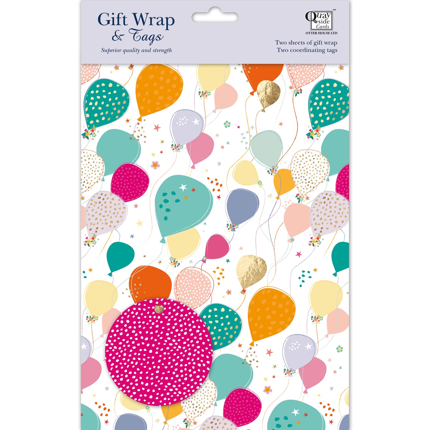 Gift Wrap & Tags - Balloons (2 Sheets & 2 Tags)