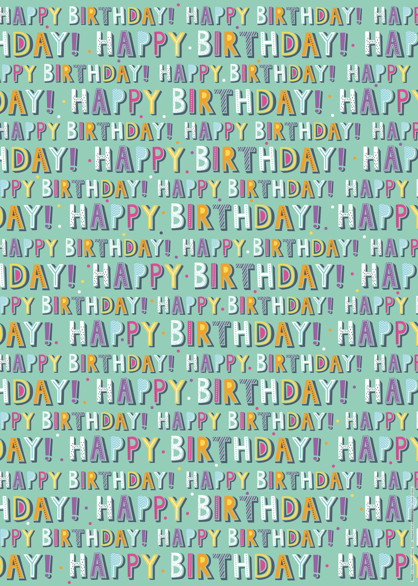 Gift Wrap & Tags - Happy Birthday Text (2 Sheets & 2 Tags)