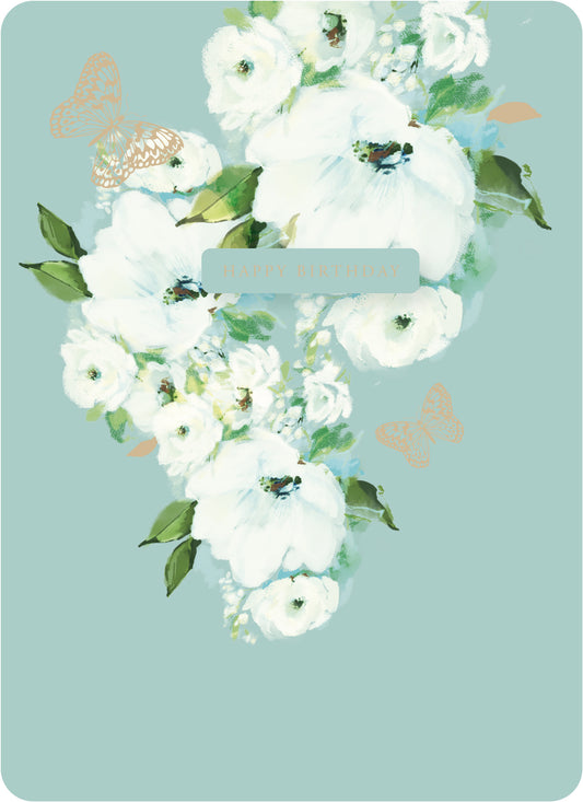 Botanical Blooms Card Collection - White Roses & Butterflies