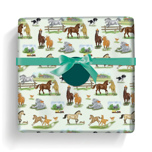 Gift Wrap & Tags - Alison's Animals Horse (2 Sheets & 2 Tags)