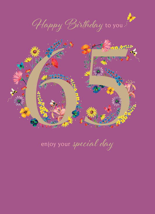 Age to Celebrate - 65 - Floral Numbers