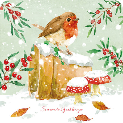 Luxury Charity Christmas Card Pack - Robin Lookout