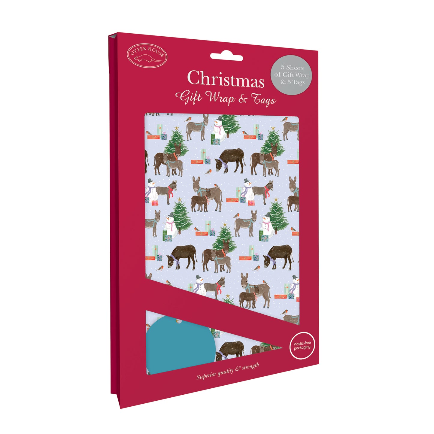 Christmas Wrap & Tags - Donkey & Friends (5 Sheets & 5 Tags)