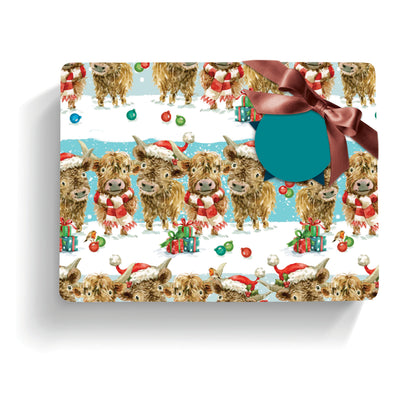 Christmas Wrap & Tags - Festive Highland Friends (5 Sheets & 5 Tags)