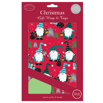 Christmas Wrap & Tags - Gonks & Friends (5 Sheets & 5 Tags)