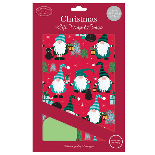 Christmas Wrap & Tags - Gonks & Friends (5 Sheets & 5 Tags)