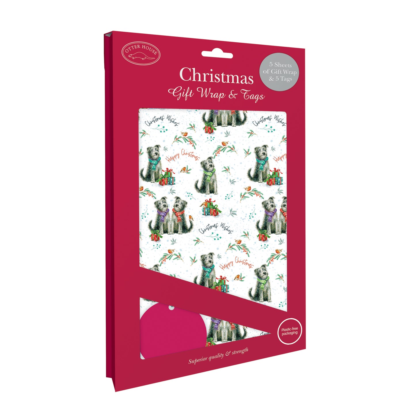 Christmas Wrap & Tags - Cosy Dogs (5 Sheets & 5 Tags)