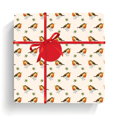 Christmas Wrap & Tags - Little Robins (5 Sheets & 5 Tags)