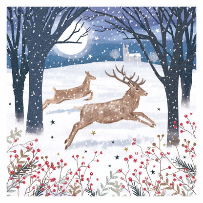 RSPB Luxury Christmas Cards (10 Cards) - Wintry Hares & Deers