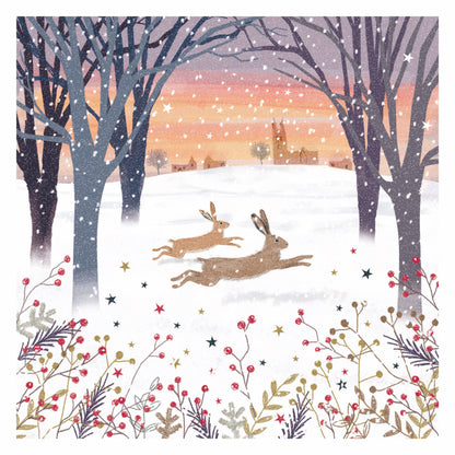 RSPB Luxury Christmas Cards (10 Cards) - Wintry Hares & Deers