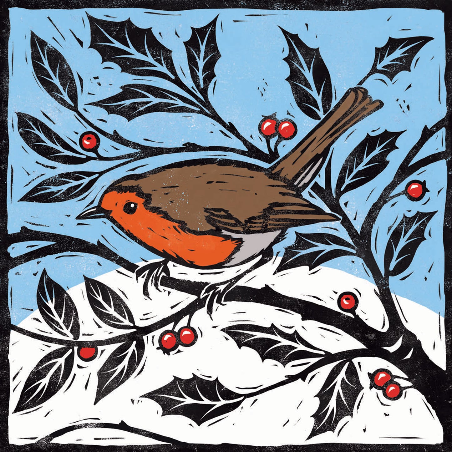 RSPB Small Square Christmas Cards (10 Cards) - Robin Lino