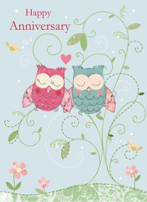 Anniversary Card - Illustrative Owls (Your)