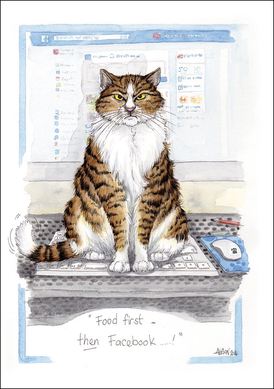 Alison's Animals Card - Food first - then Facebook (Splimple - 150x210mm)