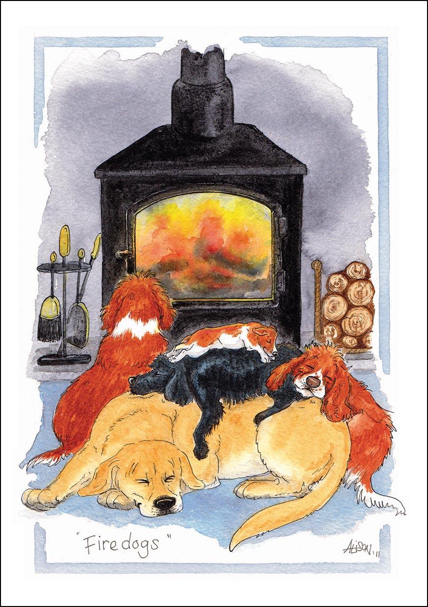 Alison's Animals Card - Firedogs (Splimple - 150x210mm)