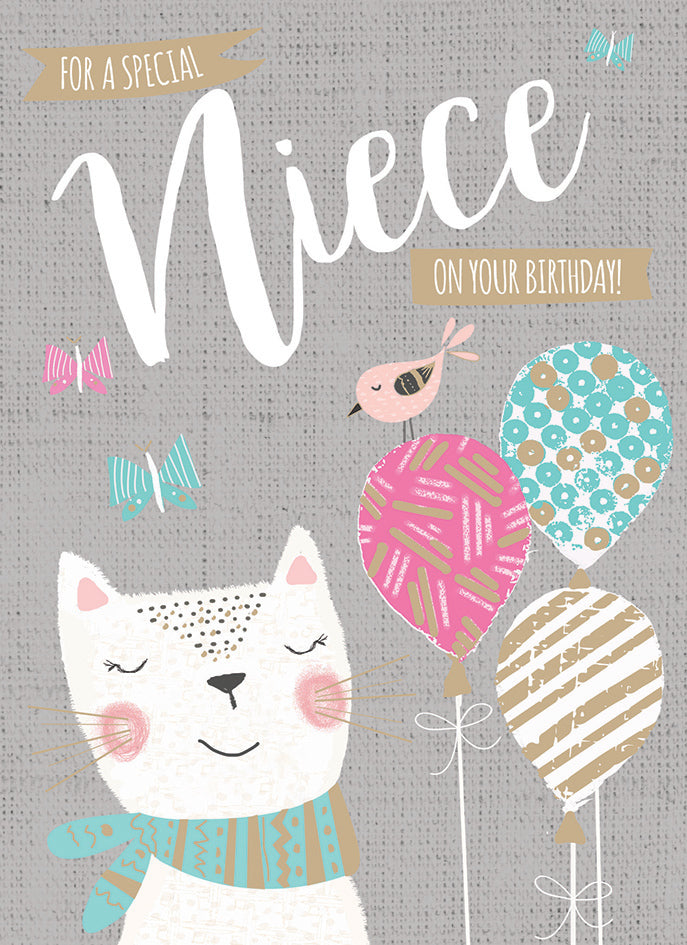 Family Circle Card - Kitten & Balloons (Niece)