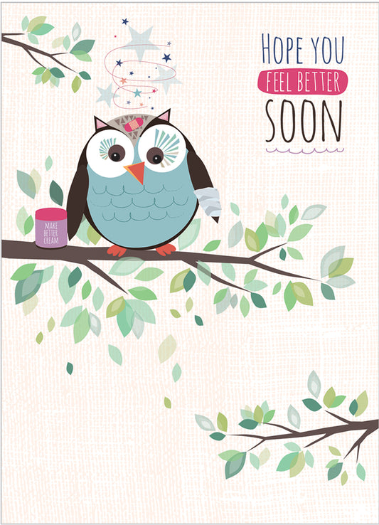 Get Well Soon Card - Bandaged Owl