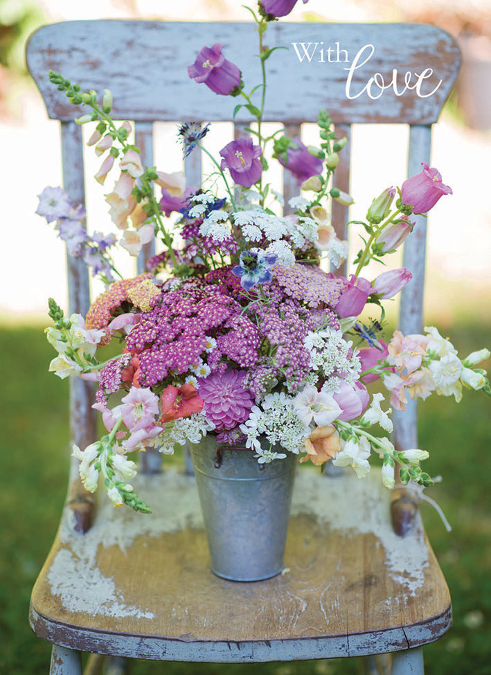 Floral Birthday Card - Wooden Chair Bouquet