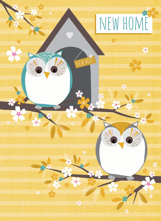 New Home Card - Owls On Branches