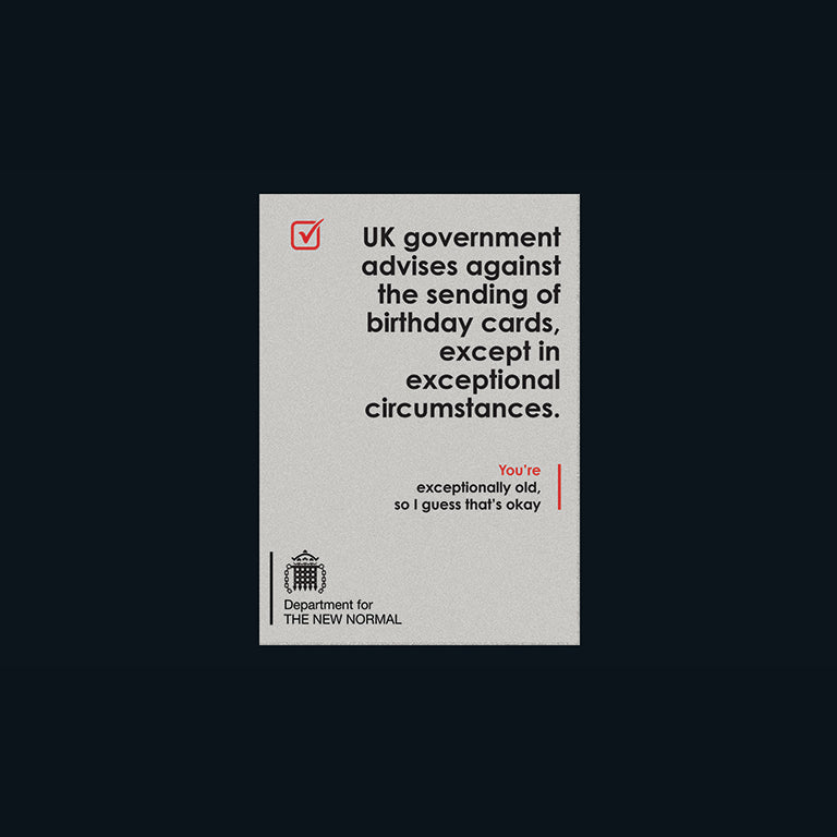 New Normal Card - UK Government advises against (Splimple)