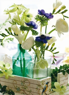 Beautiful Blanks Card - Flowers In Glass Bottles