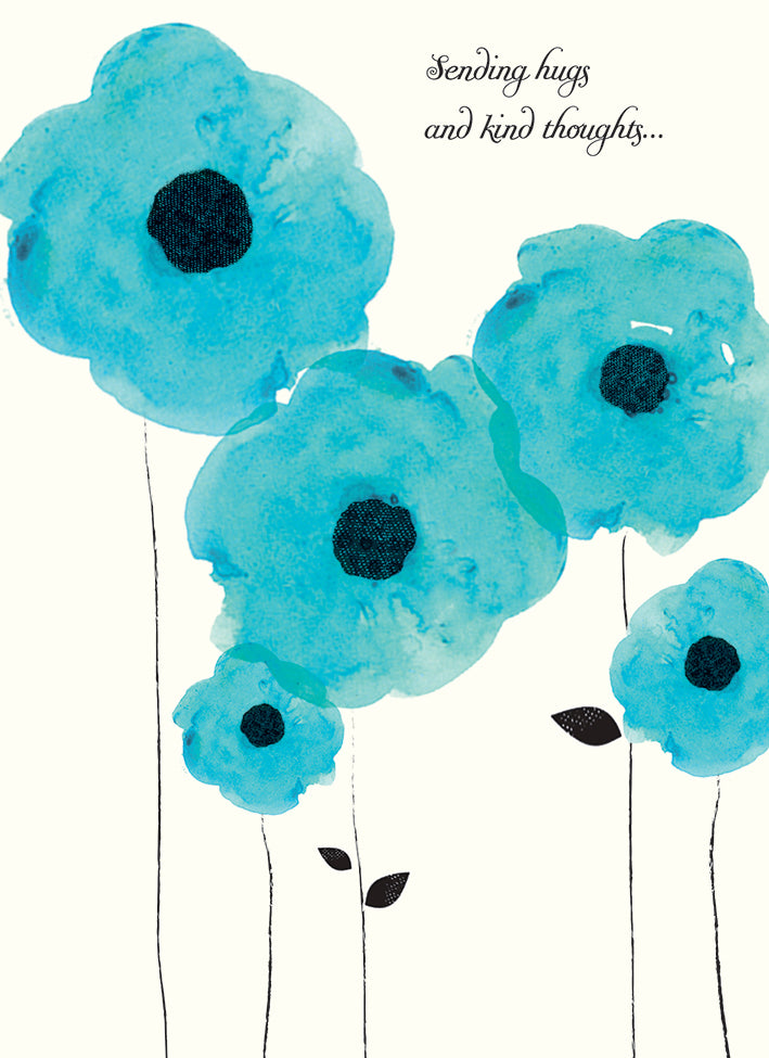 Sympathy Card - Blue Poppies