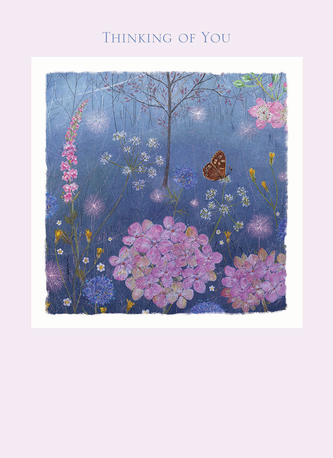 Thinking Of You Card - Flower Butterflies & Text