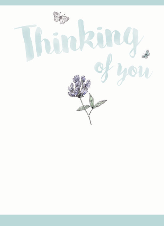 Thinking Of You Card - Flower and Butterflies