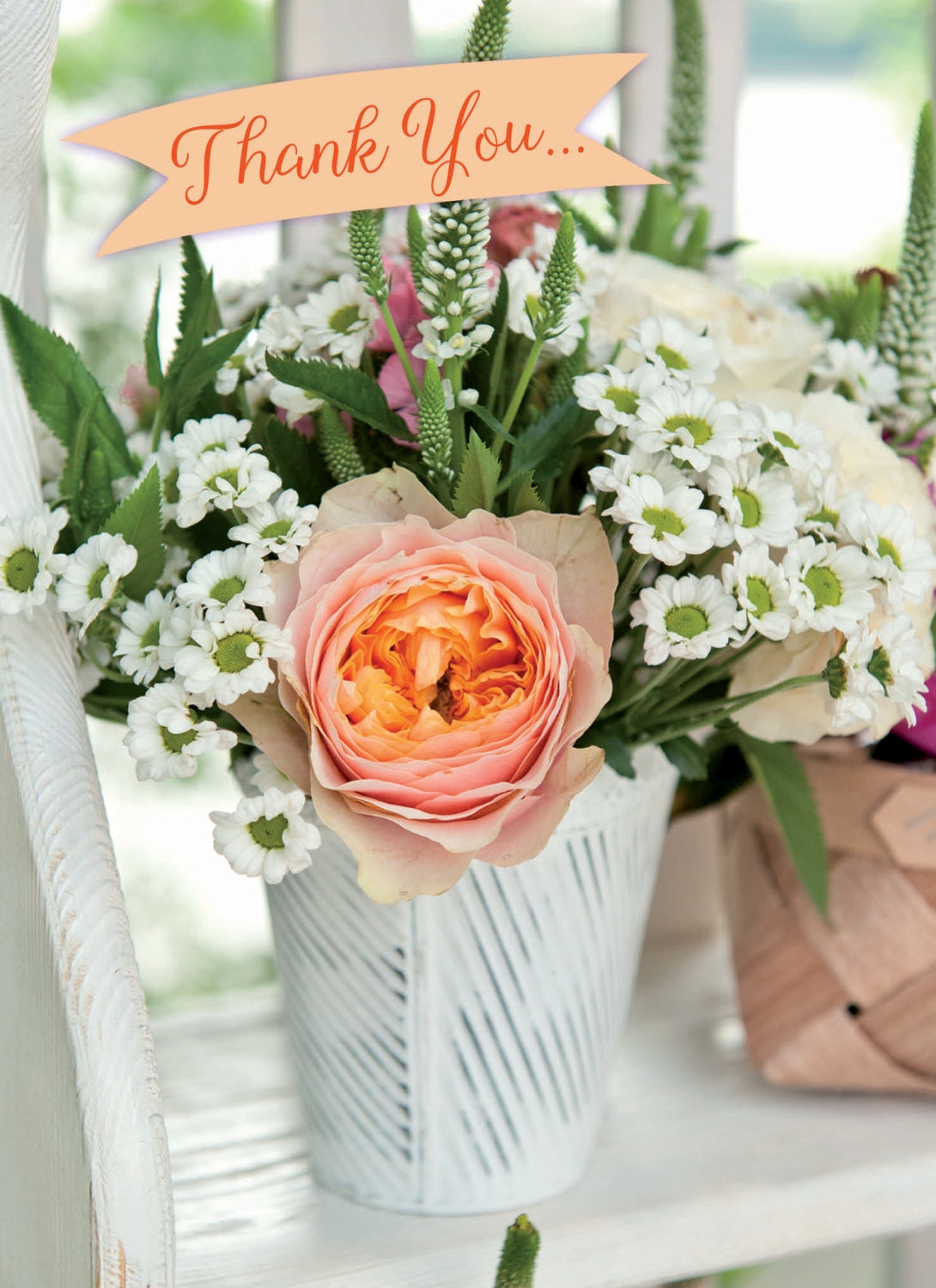 Thank You Card - White & Orange Flowers