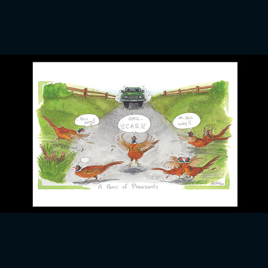 Alison's Animals Card - A panic of pheasants (Splimple - 150x210mm)