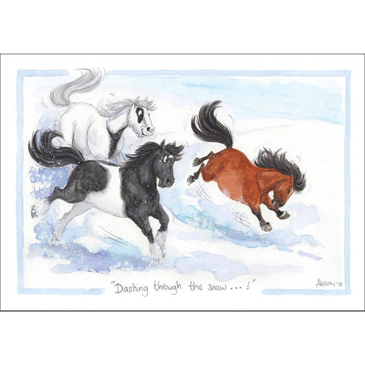 XMAS CARD - Alisons Animals - Dashing through the snow (Splimple)