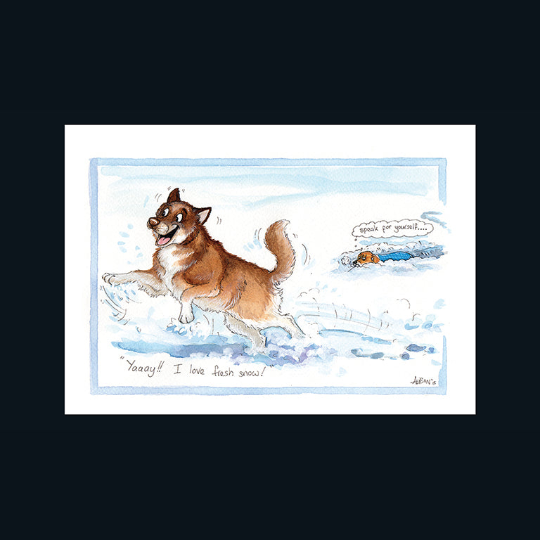 Yaaah!  I love fresh snow - Alisons Animals Christmas Card